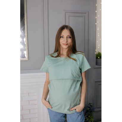 Футболка для беременных с секретом для кормления Оливковая